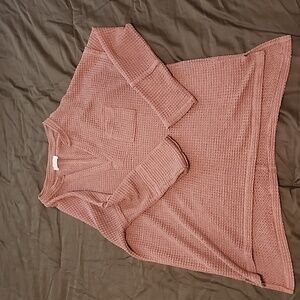 (SOLD) Pink Lily Light Waffle Knit Top